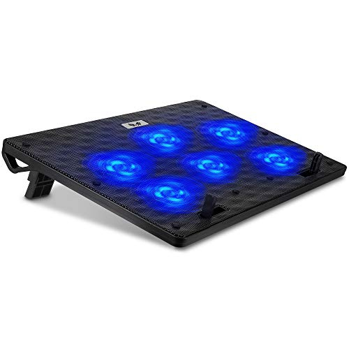 SK Notebook Laptop Kühler Gamer Cooler Ständer Kühlpad Pad Unterlage für 12-17 Zoll // 6X LED 80mm Lüfter, dünn & mobil von SK Games