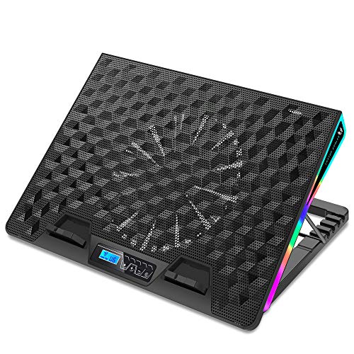 SK Notebook Laptop Rainbow RGB Kühler Gamer Ständer Kühlpad Unterlage Cooler für 9-18 Zoll/Lüfter / 5-7 Stufen Höhenverstellung/dünn & mobil (Rainbow 7 Beleuchtungsmodi) von SK Games