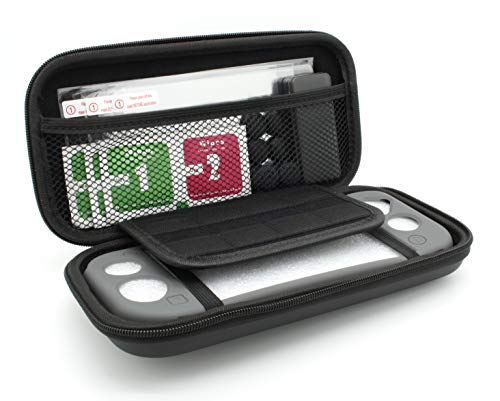 SKGAMES 12in1 Starter Kit für Nintendo Switch Lite [ Tasche, Silikonhülle, 6 Daumenkappen, 3 Schutzfolien und Spielebox ] von SK Games