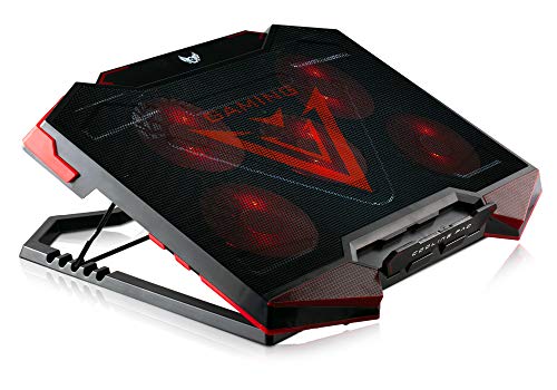 SKGAMES Notebook Laptop Kühler Gamer Kühlpad Cooler Ständer Unterlage für 12-17 Zoll, 5 x LED Lüfter, 6 Stufen Höhenverstellung, Schwarz von SK Games