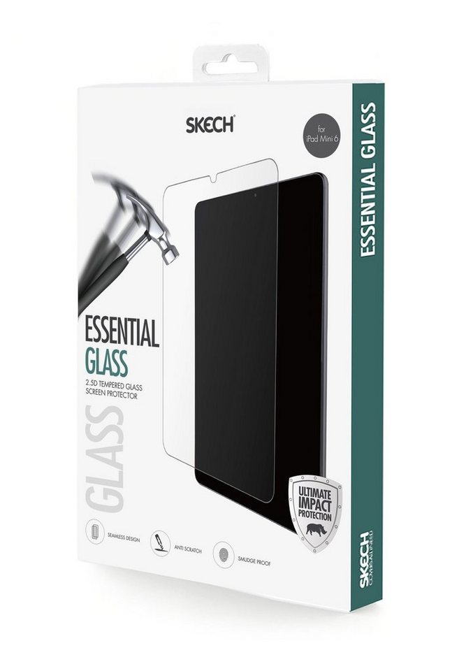 SKECH Essential Tempered Glass für Apple iPad mini 6 (2021), Displayschutzfolie, Anti-Fingerabdruck, 9H Härtegrad, Bruchsicher, Abgerundete Kanten von SKECH