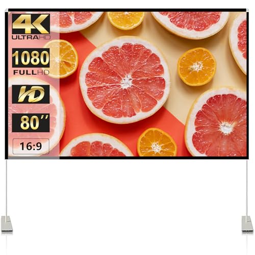 Projector Screen with Stand 80 inch Portable Projection Screen 16:9 4K HD Projections Movies Screen with Carry Bag for Indoor Outdoor Home Theater Backyard Cinema Travel Projector Screen with Stand 80 inch Portable Projection Screen 16:9 4K HD Projections Movies Screen with Carry Bag for Indoor Outdoor Home Theater Backyard Cinema Travel von SKERELL