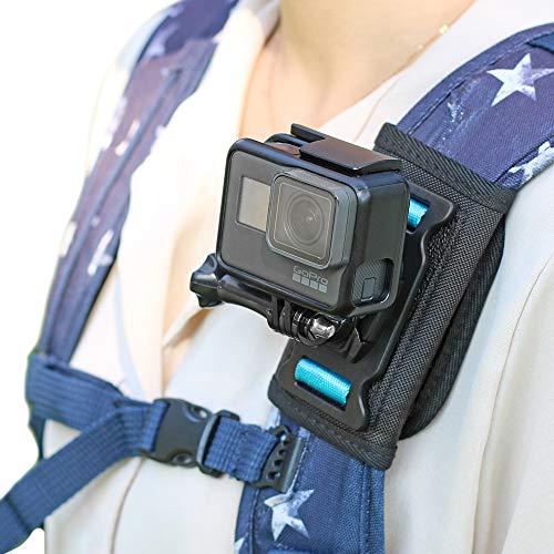SKEZN Rucksack Schultergurt Mount Kamera mit verstellbarem Schulterpolster und 360 Grad drehbarer Basis, kompatibel mit GoPro Hero 12 Black, Hero 11/9/8, DJI Action 4/3 und mehr (10,9 x 7,1 x 5,6 cm) von SKEZN