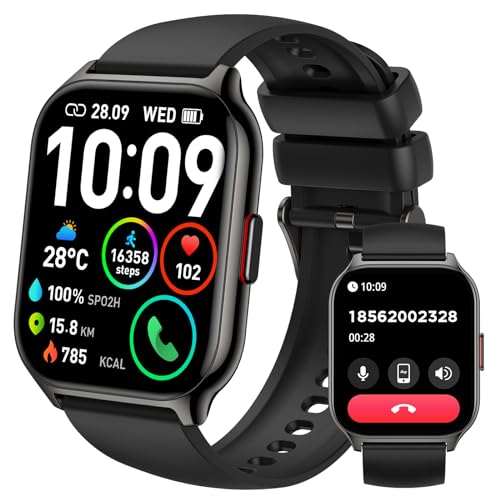 SKG V7 Smartwatch mit Fitness-Tracker, Herzfrequenzmesser, GPS und Blutsauerstoff für Männer und Frauen – kompatibel mit Android, iOS – Schwarz （New Model） von SKG