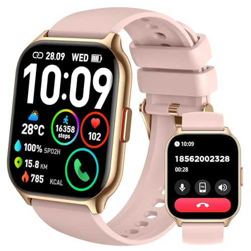 SKG V7 Smartwatch mit Fitness-Tracker, Herzfrequenzmesser, GPS und Blutsauerstoff für Männer und Frauen – kompatibel mit Android, iOS – rosa （New Model） von SKG