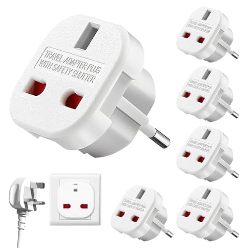 SKIKHN Adapter England Deutschland Stecker, 6 Stück Europa Reiseadapter, UK Irland Adapter, Reiseadapter UK auf EU, Reiseadapter Englisch auf Deutsch Steckdose für Großbritannien Frankreich Italien SKIKHN Adapter England Deutschland Stecker, 6 Stück Europa Reiseadapter, UK Irland Adapter, Reiseadapter UK auf EU, Reiseadapter Englisch auf Deutsch Steckdose für Großbritannien Frankreich Italien von SKIKHN