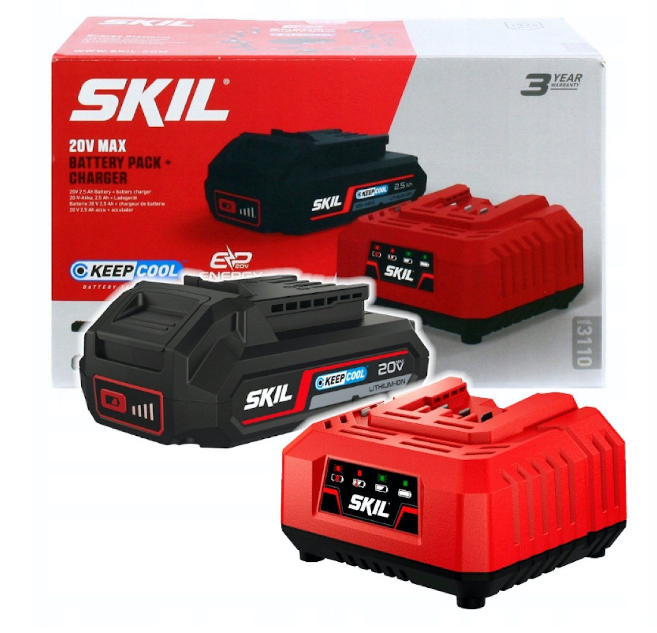 SKIL 20V SET 1 x 3102 AA 2,5Ah + Ladegerät 3122 AA 2,4A Akku 20V SET 1 x 3102 AA 2,5Ah + Ladegerät 3122 AA 2,4A von SKIL