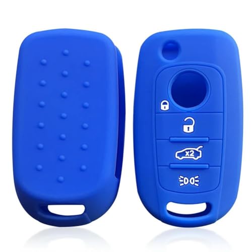 SKINII Silikon-Schlüsselhülle, Schlüsselanhänger, Zubehör für F-iat Tipo Egea Cronos 500X für D-odge Neon Autoschlüssel-Schutz, Blau, 1 Stück von SKINII