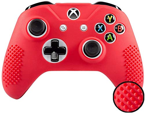 SKINOWN Silikonhülle für Xbox One Controller, rutschfest, für Xbox One S und One X Controller mit 8 Daumengriffen rot von SKINOWN