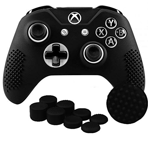 SKINOWN Silikonhülle für Xbox One Controller, rutschfest, für Xbox One S und One X Controller mit 8 Daumengriffen schwarz von SKINOWN