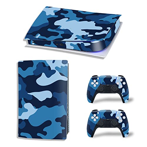 SKINOWN Skin Sticker für Playstation PS5 Digital Edition Konsole und Controller Camouflage Blau von SKINOWN