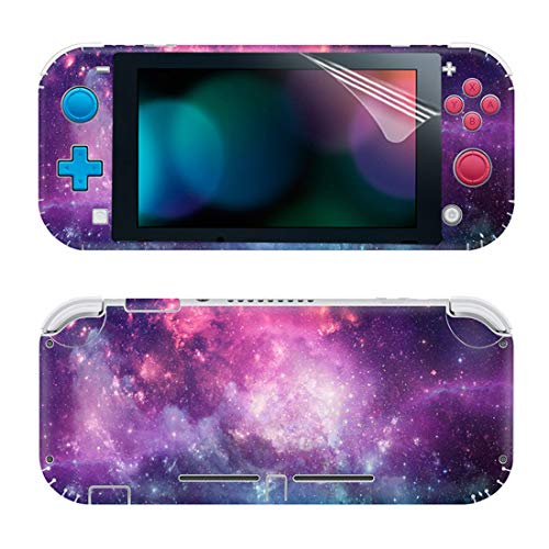 SKINOWN Vollständiges Set für Switch Lite Frontplatten-Aufkleber mit 2 Displayschutzfolien (lila Sternen) von SKINOWN