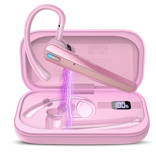 SKIUDCT 5.3 Wireless Headset Mit ENC Dual Mic, 120 Std Spielzeit In-Ear Mit LED-Ladebox, Kabellos Freisprech Mit Mikrofon, Rosa von SKIUDCT