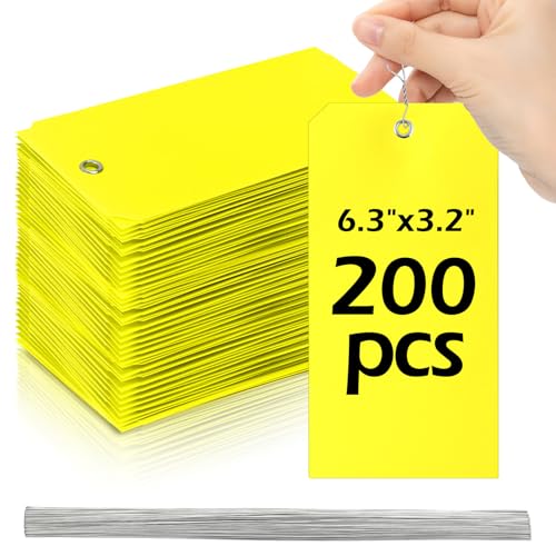 200 Stück 11,4 x 7,5 cm Draht-Etiketten, Kunststoff-Versandanhänger zum Beschriften von Etiketten, blanko Etiketten zum Beschriften von Ausrüstung, Autoteilen, Gelb, 16,5 x 8,9 cm 200 Stück 11,4 x 7,5 cm Draht-Etiketten, Kunststoff-Versandanhänger zum Beschriften von Etiketten, blanko Etiketten zum Beschriften von Ausrüstung, Autoteilen, Gelb, 16,5 x 8,9 cm von SKLENICE