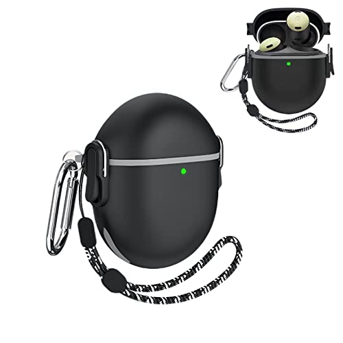 SKPY Hülle für Google Pixel Buds Pro mit Schnappschalter Sicherheitsclip, Schutzhülle Silikon Schwarz Pixel Buds Pro Hülle mit Schlüsselanhänger für Männer Frauen SKPY Hülle für Google Pixel Buds Pro mit Schnappschalter Sicherheitsclip, Schutzhülle Silikon Schwarz Pixel Buds Pro Hülle mit Schlüsselanhänger für Männer Frauen von SKPY