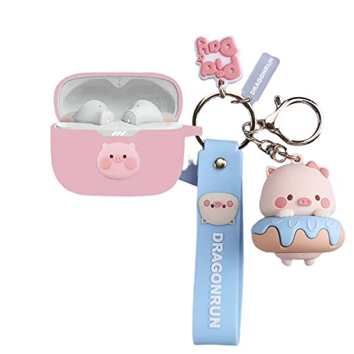 SKPY Hülle für JBL Tune 230NC TWS, Cute Cartoon Anime Blue Pig Silikon Schutzhülle Tune 230NC TWS Hülle mit Schlüsselanhänger und Anhänger, Schwein 2, (3C-JT-086600) von SKPY
