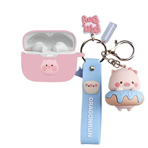 SKPY Hülle für JBL Tune 230NC TWS, Cute Cartoon Anime Blue Pig Silikon Schutzhülle Tune 230NC TWS Hülle mit Schlüsselanhänger und Anhänger, Schwein 2, (3C-JT-086600) von SKPY