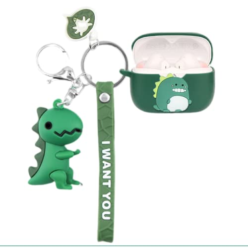 SKPY Kawaii Hülle für JBL Tune 230NC TWS, Cute Silikon Schutzhülle Tune 230NC TWS Cover mit Schlüsselanhänger, Geschenk für Frauen Mädchen (Dinosaurier) von SKPY