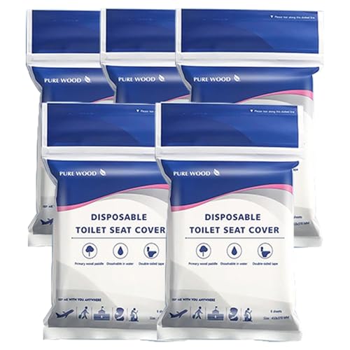 Einweg Toilettenauflagen - 30 Stück, Einzeln Verpackt, verdickten Doppelschicht Spülbare WC-Sitzauflagen, für Öffentliche Toiletten und Reisen, Hygienische Toilettenpapier Pads für Hotels von SKRORS
