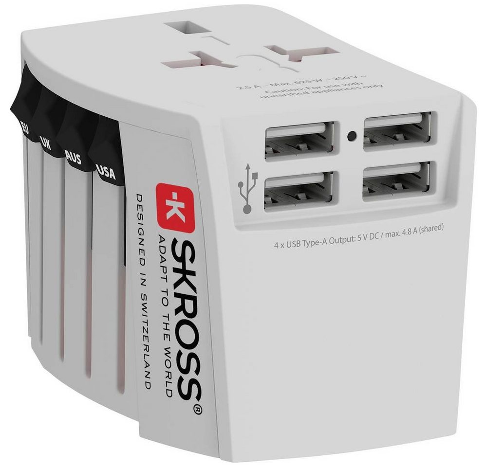 SKROSS 2-Pol Weltreiseadapter mit 4 x USB Anschlüssen Reiseadapter SKROSS 2-Pol Weltreiseadapter mit 4 x USB Anschlüssen Reiseadapter von SKROSS