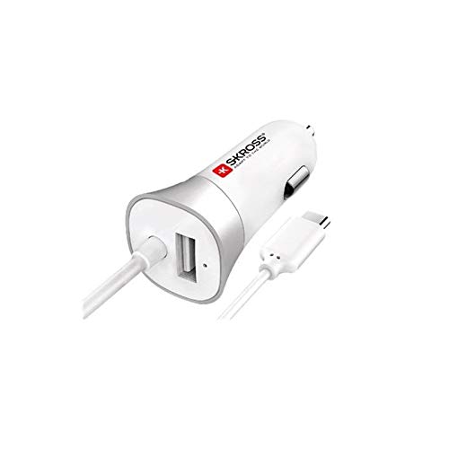 SKROSS 38570 USB Auto Ladegerät und USB Typ-C (2.0) Kabel Schwarz von SKROSS
