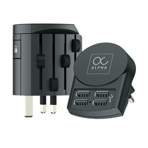 SKROSS - Alpha von Skross + 4 USB - Universal Reiseadapter von der Welt bis zur Welt - Spannung und Kraft: 100V - 1000W/250V - 2500W - 10a für Laptop und Haartrockner + 4 USB (24W - 4,8a) von SKROSS