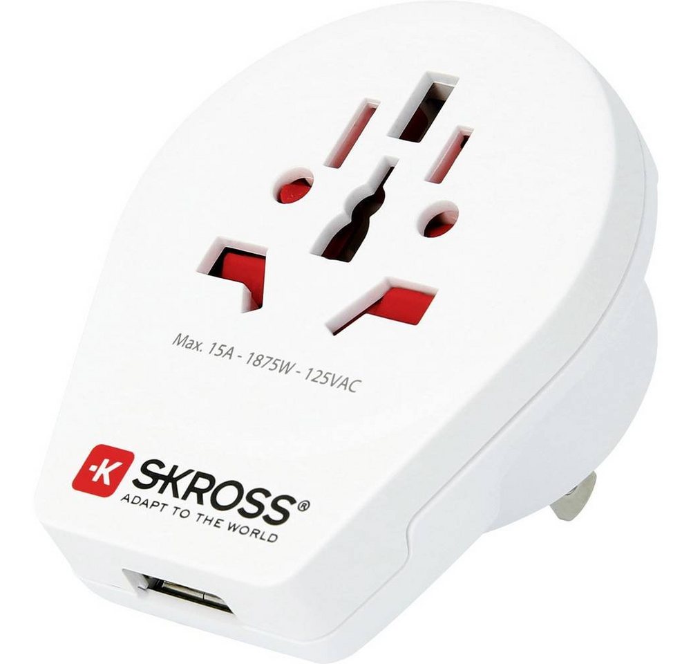 SKROSS Länderreiseadapter und USB-Ladegerät in einem Reiseadapter von SKROSS