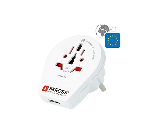 SKROSS Länderstecker World to Europe USB Reiseadapter von SKROSS