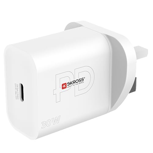 SKROSS - Power Charger UK - PC -Ladegerät Tablet, Smarthone mit schnellem Laden 30W - Ladegerät mit 1 USB C 30W -Geräten mit britischer Sockel - 100/240 V - Gewicht 60g SKROSS - Power Charger UK - PC -Ladegerät Tablet, Smarthone mit schnellem Laden 30W - Ladegerät mit 1 USB C 30W -Geräten mit britischer Sockel - 100/240 V - Gewicht 60g von SKROSS