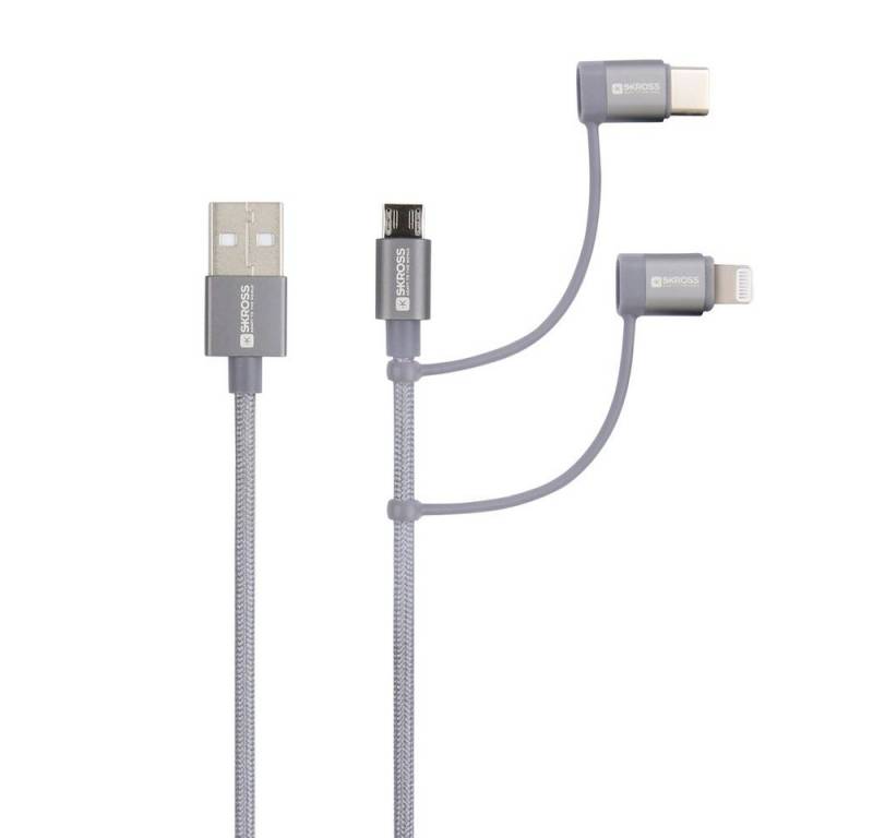 SKROSS Skross USB-Kabel USB 2.0 USB-A Stecker 1.20 m Space Grau Rund, Flexibe USB-Kabel, (120.00 cm) von SKROSS