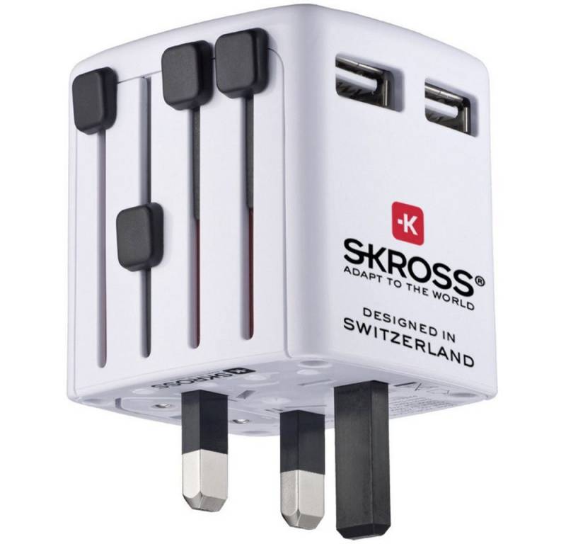 SKROSS Skross World USB Charger Reiseladeadapter 12 W 2x USB-A Weiß mit Eur USB-Ladegerät (World USB Charger) von SKROSS