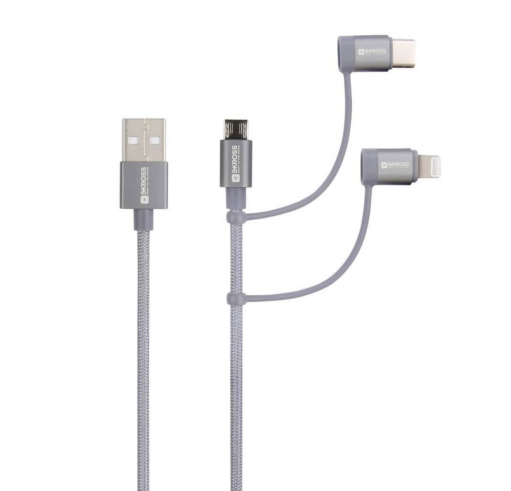 SKROSS USB Lade- und Synchronisationskabel USB-Kabel, Rund, Flexibel, Stoff-Ummantelung von SKROSS