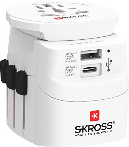 SKROSS | Universal-Reisestecker mit USB & USB C, weiß, 1.302472 von SKROSS