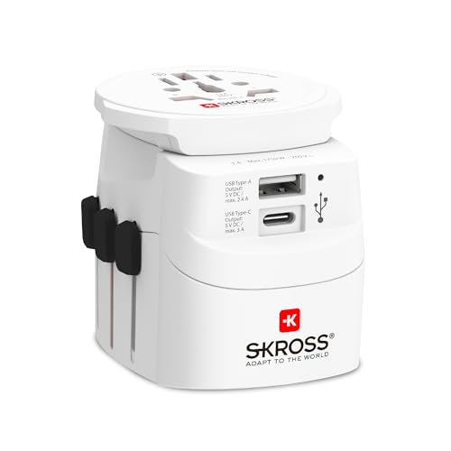 SKROSS | Universal-Reisestecker mit USB & USB C, weiß, 1.302472 von SKROSS