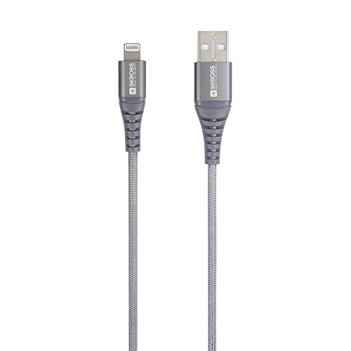 Skross USB-Kabel USB 2.0 USB-C® Stecker, Apple Lightning Stecker 2.00m Space Grau Rund, Flexibel, S von SKROSS