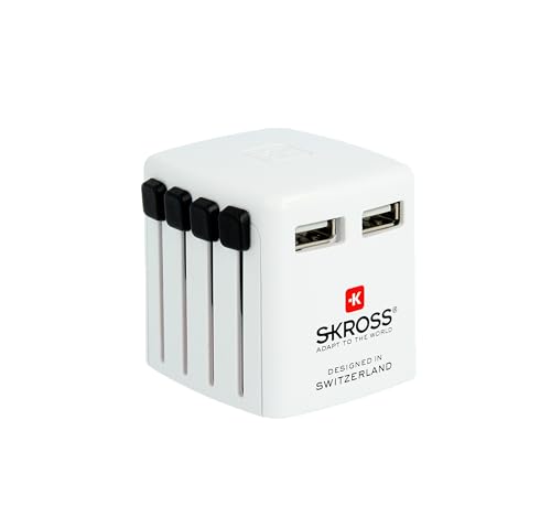 SKROSS | 1.302330 | Welt USB-Ladegerät | 2 USB-Steckdosen in Allen Teilen der Welt - Eingangsspannung: 100 V-250 V - 2 USB-Typ-A-Ausgänge: 5,0 V DC/max. 2,4 A von SKROSS