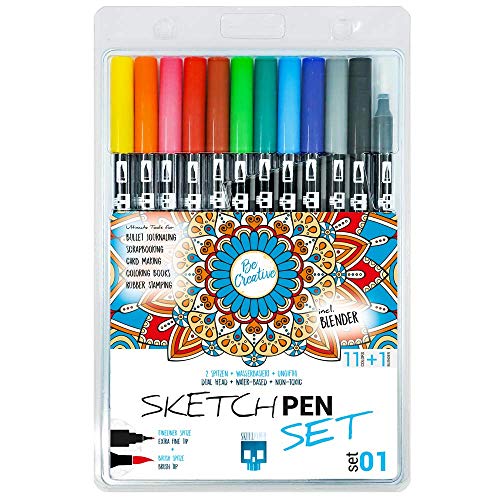 SKULLPAPER® SketchPEN Set (Set 01 - 11 Farben + Blender) von SKULLPAPER