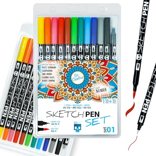 SKULLPAPER® SketchPEN Set (Set 01-11 Farben + Blender) von SKULLPAPER
