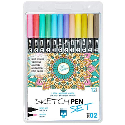 SKULLPAPER® SketchPEN Set (Set 02-12 Pastellfarben) von SKULLPAPER