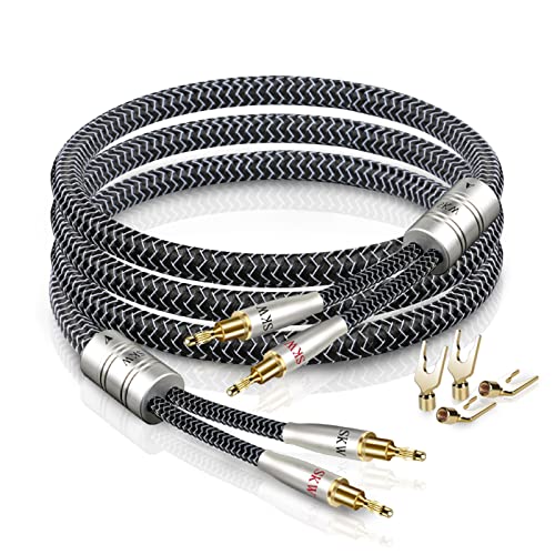 SKW 1 Paar lautsprecherkabel mit bananenstecker, Kupfer und Silberlitzendrähte Lautspecher-Kabel für Heimkino, Verstärker, Lautsprecher,HiFi System - 3M SKW 1 Paar lautsprecherkabel mit bananenstecker, Kupfer und Silberlitzendrähte Lautspecher-Kabel für Heimkino, Verstärker, Lautsprecher,HiFi System - 3M von SKW