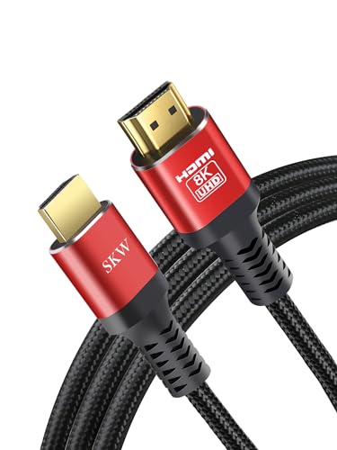 SKW 8K HDMI 2.1 Kabel 10m, 48Gbps Ultra High Speed HDMI Kabel, unterstützt 8K @ 60Hz, 4K @ 120Hz 144Hz, DTS:X, HDCP 2.2 & 2.3, HDR 10, kompatibel mit TV Xbox PS4 PS5 Monitor B lu-ray von SKW