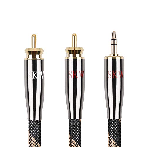 SKW Audiophiles Audio Kabel 3.5mm Klinke auf 2 Cinch Y Splitter Stereo Audio Kabel (3M, Schwarz) von SKW