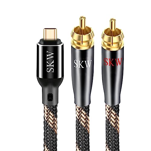 SKW Audiophiles Type C auf 2RCA Kabel, USB C auf Cinch Audio Kabel für Telefon, Laptop, Verstärker, Lautsprecher, Mixer usw. (5m) von SKW