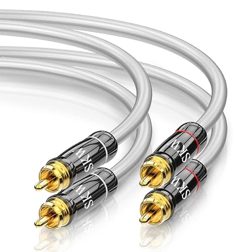 SKW Cinch Audio Kabel Set 2RCA Stecker Auf 2RCA Stecker HiFi Chinch RCA Kabel (2M,Grau) von SKW