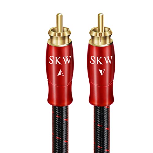 SKW Cinch Subwoofer Kabel, OFC Kupfer - Dual geschirmt RCA Digital Koaxialkabel mit PVC + Baumwollgewebe Ummantelung für Subwoofer,AV Receiver,Verstärker,Heimkino(3M, Rot) von SKW