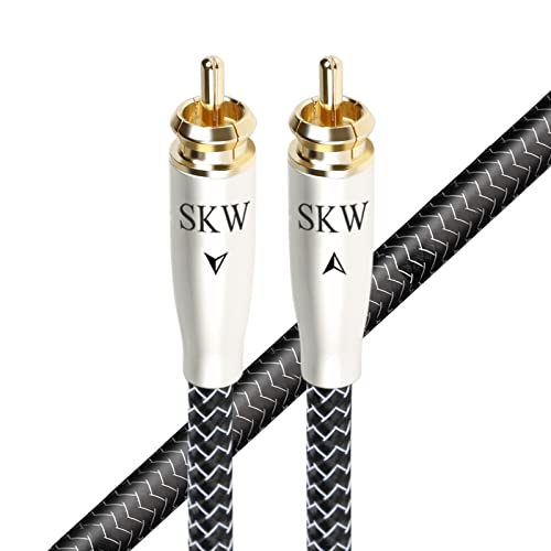 SKW High End Cinch RCA Digitales Koaxialkabel, Kupfer und Silberlitzendrähte Cinch auf Cinch S/PDIF Koaxialkabel für CD,Speaker,AV Receiver,Verstärker,Subwoofer - 1M von SKW