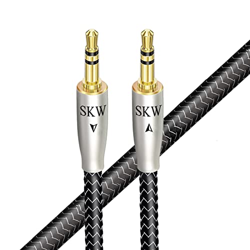 SKW High-end Aux Kabel für das Auto (Hi-Fi-Sound), Kupfer und Silberlitzendrähte 3,5mm Klinkenkabel/Kopfhörerkabel für Kopfhörer, Auto, Handy, PC, Lautsprecher, Stereoanlagen, MP3-Player usw -3M von SKW