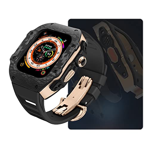 SKXMOD Für Apple Ultra 49 mm Kohlefaser-modifiziertes Gehäuse, kompatibel mit iWatch S8/7/6, 45, 44 mm, Fluorkautschuk-Uhrenarmband mit Werkzeug, 45mm for 8 7, Achat von SKXMOD