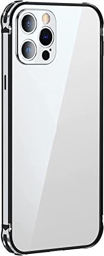 SKXMOD Schutzhülle für iPhone 13 Pro Max/13 Pro/13, stoßfeste, schlanke, transparente Rückseite Handyhülle mit Edelstahlrahmen und Kameraschutz (Farbe: Silber, Größe: 13 Pro 6,1 Zoll) von SKXMOD