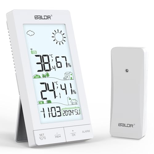 Wetterstation Funk mit Außensensor, Innen- und Außenthermometer, Hygrometer, Funkwetterstation mit 6,0"LCD-Display,Wettervorhersage, Wochentag,Wecker, Schlummerfunktion und Hintergrundbeleuchtung Wetterstation Funk mit Außensensor, Innen- und Außenthermometer, Hygrometer, Funkwetterstation mit 6,0"LCD-Display,Wettervorhersage, Wochentag,Wecker, Schlummerfunktion und Hintergrundbeleuchtung von SKYBOBMY